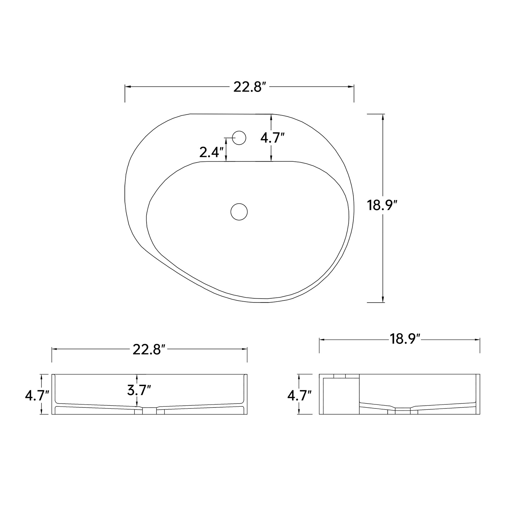 Fs154A 580 Solid Surface Basin With Chrome Drain White Modern Solid Surface Solid Surface