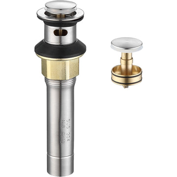 Pop Up Drain Stainless Steel With Overflow Anti Clogging For Vessel Sink Lavatory Vanity Sink Drain With Strainer Basket, Brushed Nickel Brushed Nickel Stainless Steel