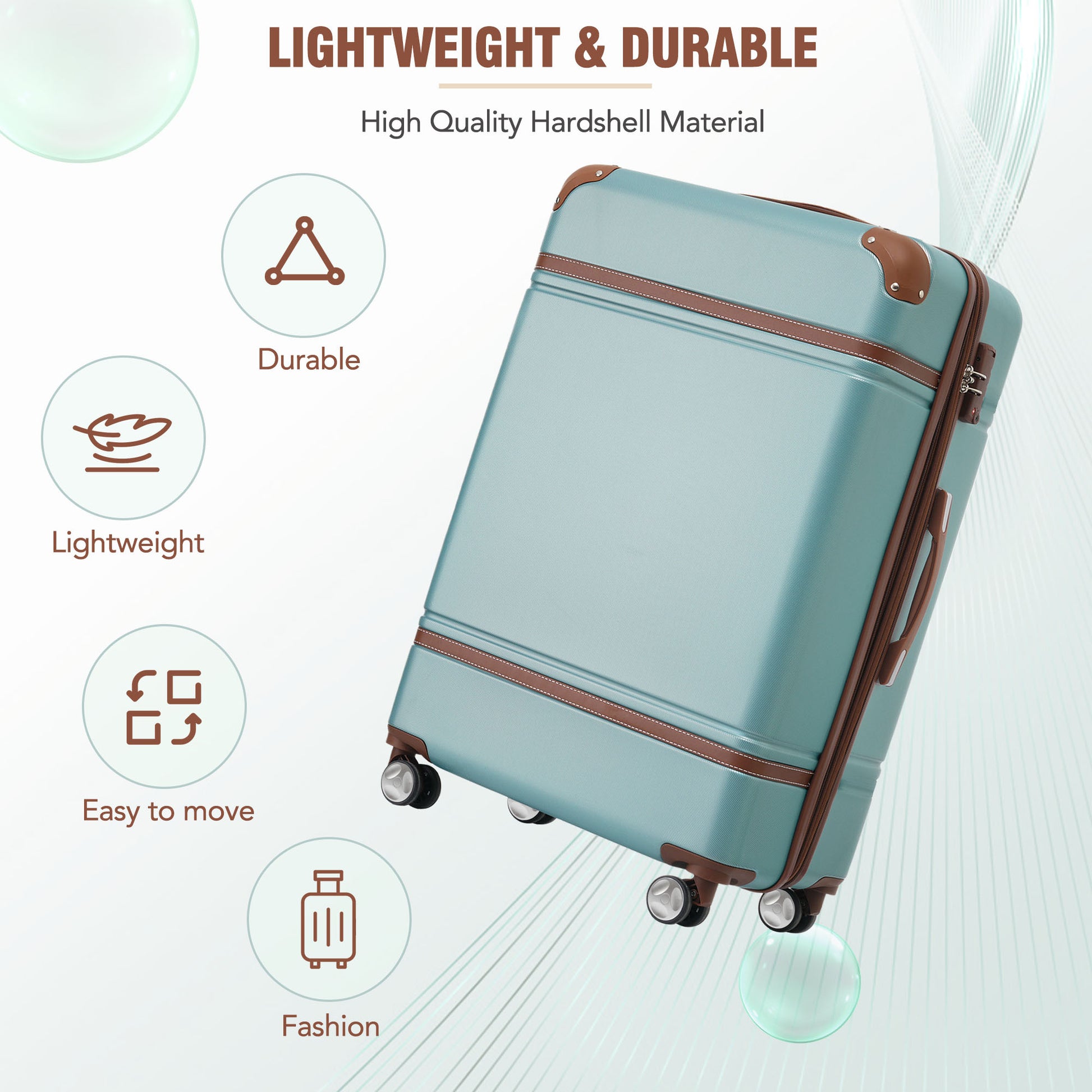 Hardshell Luggage With Tsa Lock28" Expandable Lightweight Suitcase With Spinner Wheels, Single Vintage Luggage,Green Green Abs