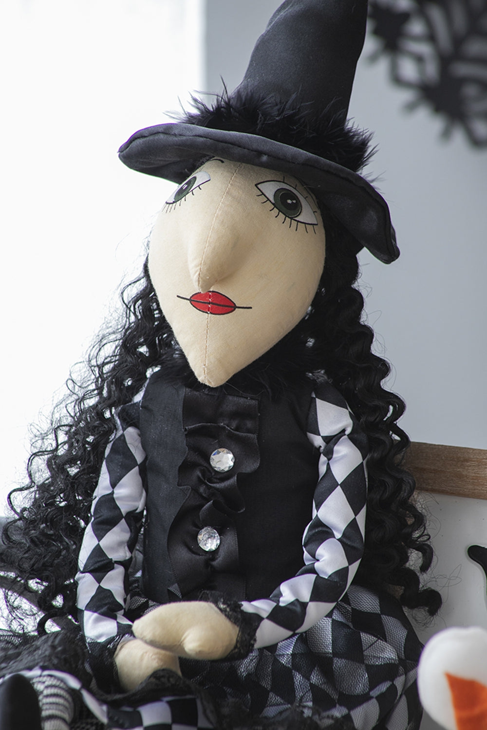 21"H Halloween Sitting Witch Decor Black Polyester