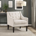 Contemporary Living Room Furniture 1Pc Accent Chair Beige Button Tufted Fabric Upholstery Beige Primary Living Space Plywood
