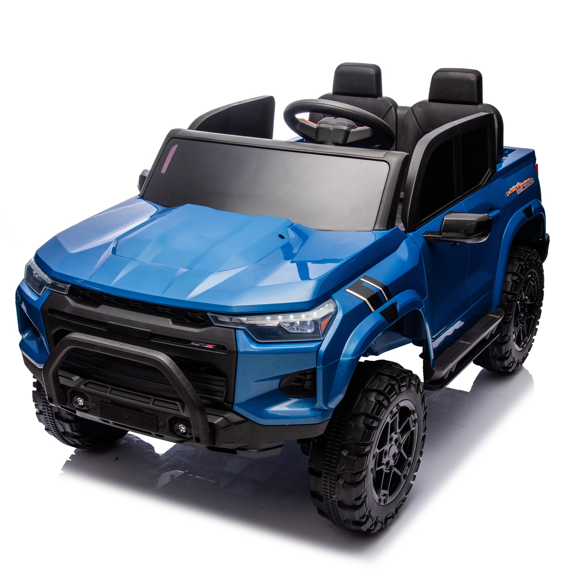 24V10A Two Seater Kids Ride On Electric Pickup, Kids Ride On Toy W Parents Remote Control,4Wd 800W Motors,Two Safety Belts,High Gate Safety Design,Usb,Bluetooth, Speed 2.49 3.73Mph For Kids Aged 3 . Blue 50 99 Lbs Polypropylene