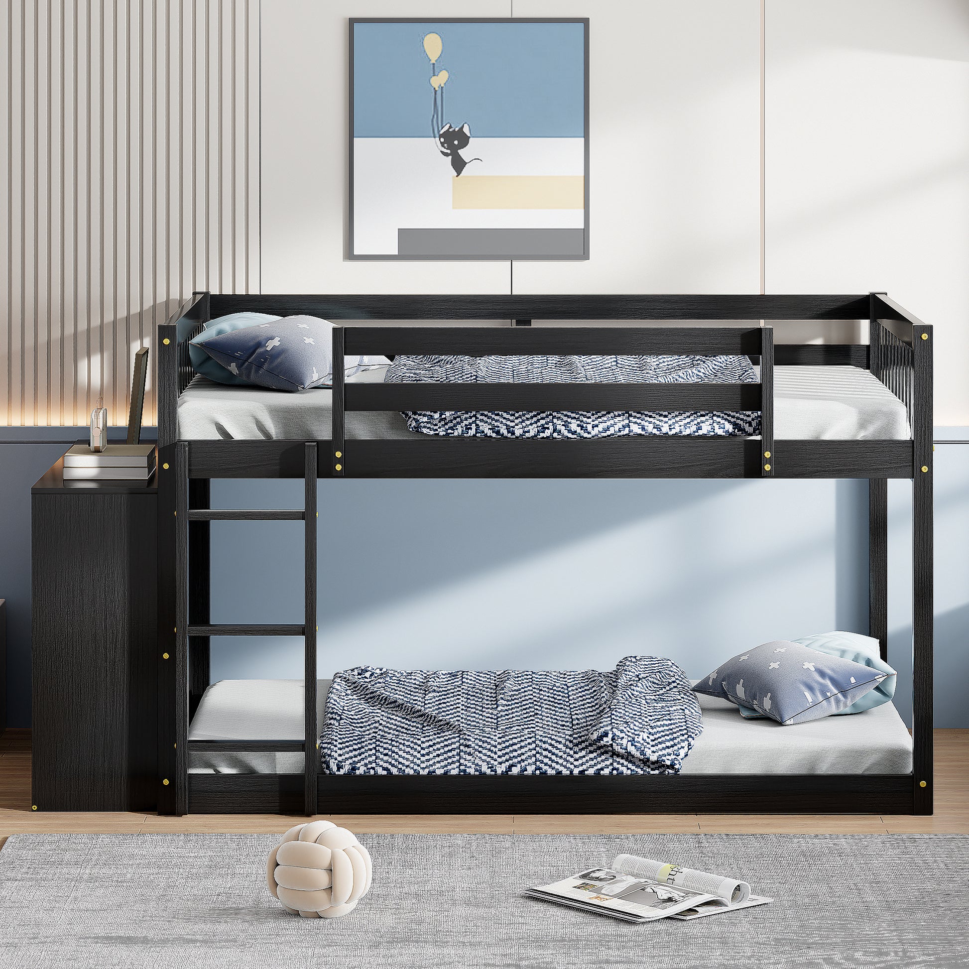 Full Over Full Bunk Bed With 4 Drawers And 3 Shelves Espresso Full Espresso Solid Wood