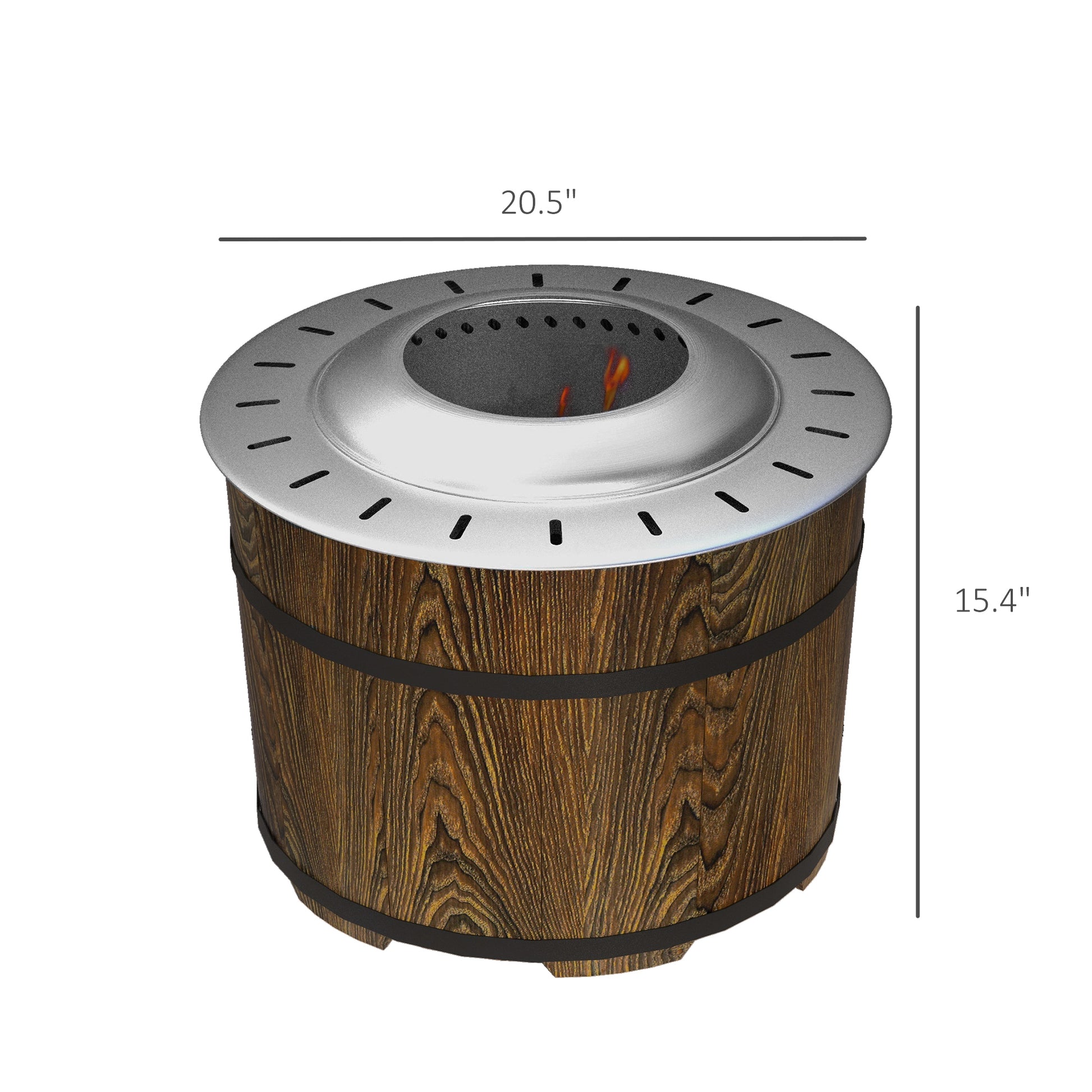 Outsunny Smokeless Fire Pit With Fireproof Mat, 20" Barrel Style Portable Wood Burning Firepit, Magnesium Oxide Low Smoke Camping Bonfire Stove For Backyard, Patio, Picnic, Brown Brown Magnesium Oxide