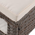 K&K 5 Pieces Outdoor Patio Furniture Set With Pet House Cool Bar And Retractable Side Tray, Rattan Wicker Patio Swivel Rocking Chairs Set Of 2 With Ottomans For Backyard, Porch, Balcony, Beige Yes Rocker & Glider Brown Beige Seats 2 Weather Resistant