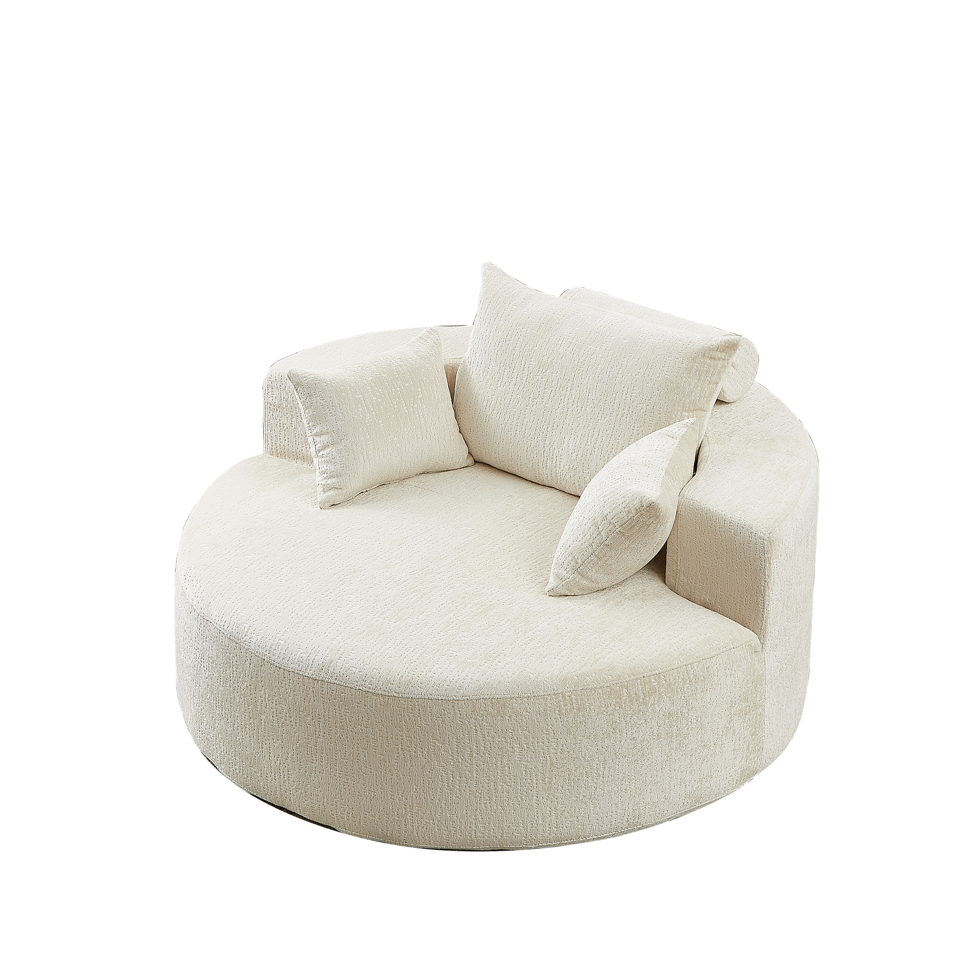 55'L Chenille Sponge Single Sofa,No Assembly Required,Fluffy Modern Sleeper Chair For Living Room, Bedroom, Lounge And Projection Room Not A Swivel Chair. Beige Foam Chenille 1 Seat