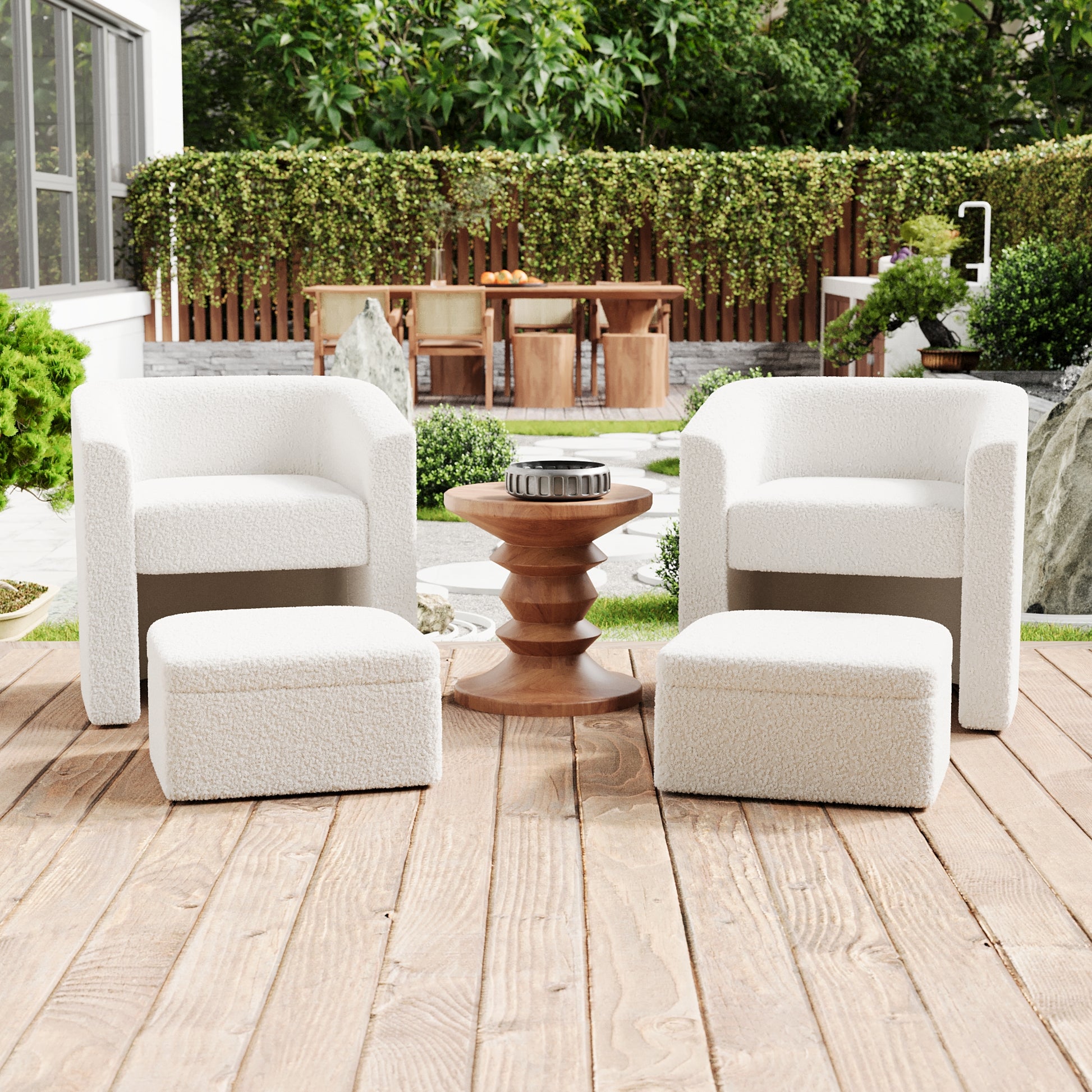 Accent Chair White Sofa Chair One Set, Modern Living Room Side Chair, Single Sofa Chair, Footstool With Storage, Suitable For Bedroom Office Reading Space, Study Cream White Cream White Foam Velvet
