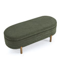 Ottoman Oval Storage Bench,Rubber Wood Leg, Green 46.