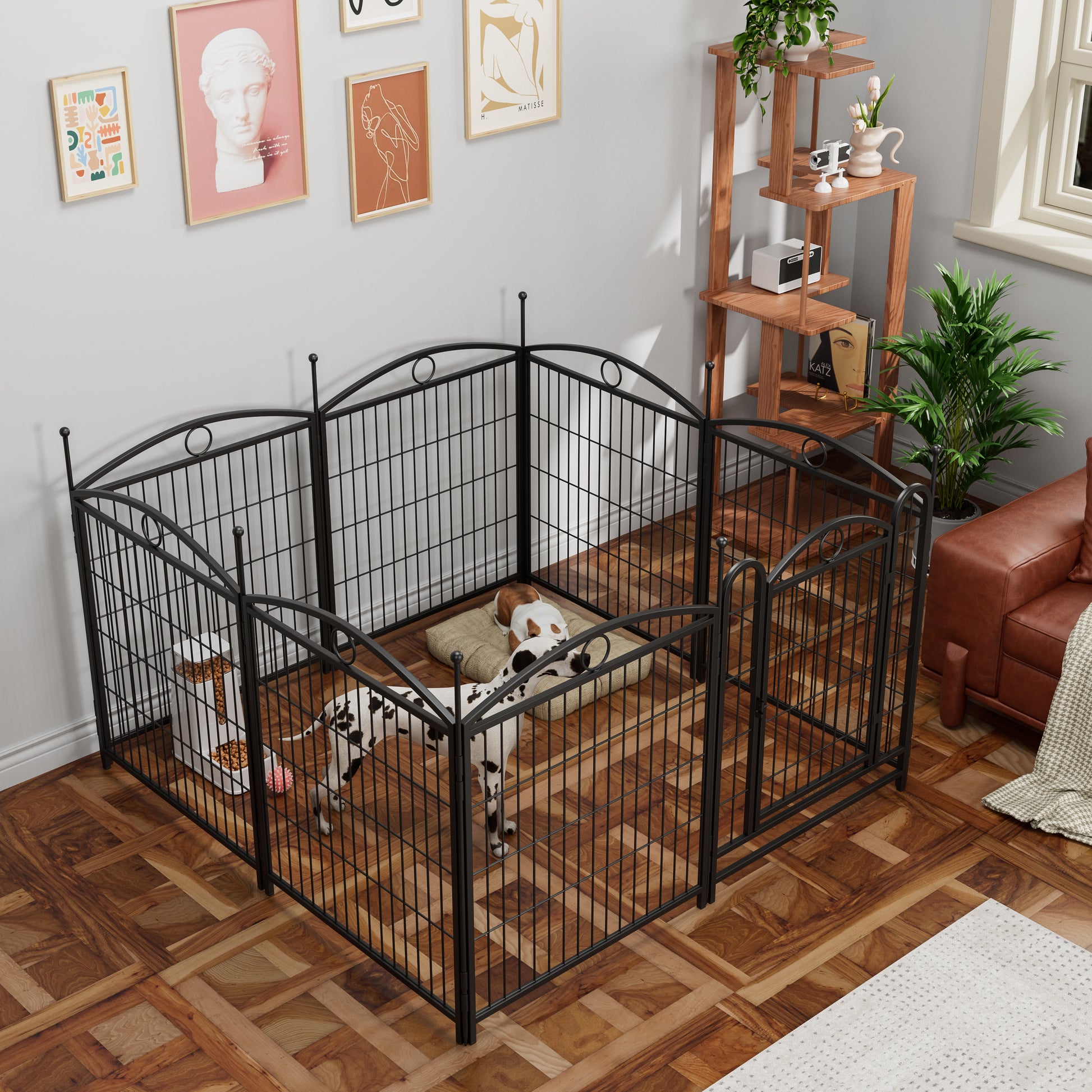 Dog Playpen Indoor 32 Inch 8 Panels Metal Dog Pen Pet Dog Fence Outdoor Exercise Pen With Doors, Heavy Duty Dog Fence Puppy Pen For Large Medium Small Dogs Indoor Outdoor Foldable Pet Exercise Pen
