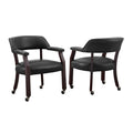 Tournament Arm Chair With Casters Medium Cherry Black Faux Leather
