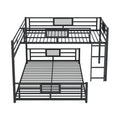 L Shaped Metal Twin Over Full Size Bunk Bed, Black Box Spring Not Required Black Metal Metal