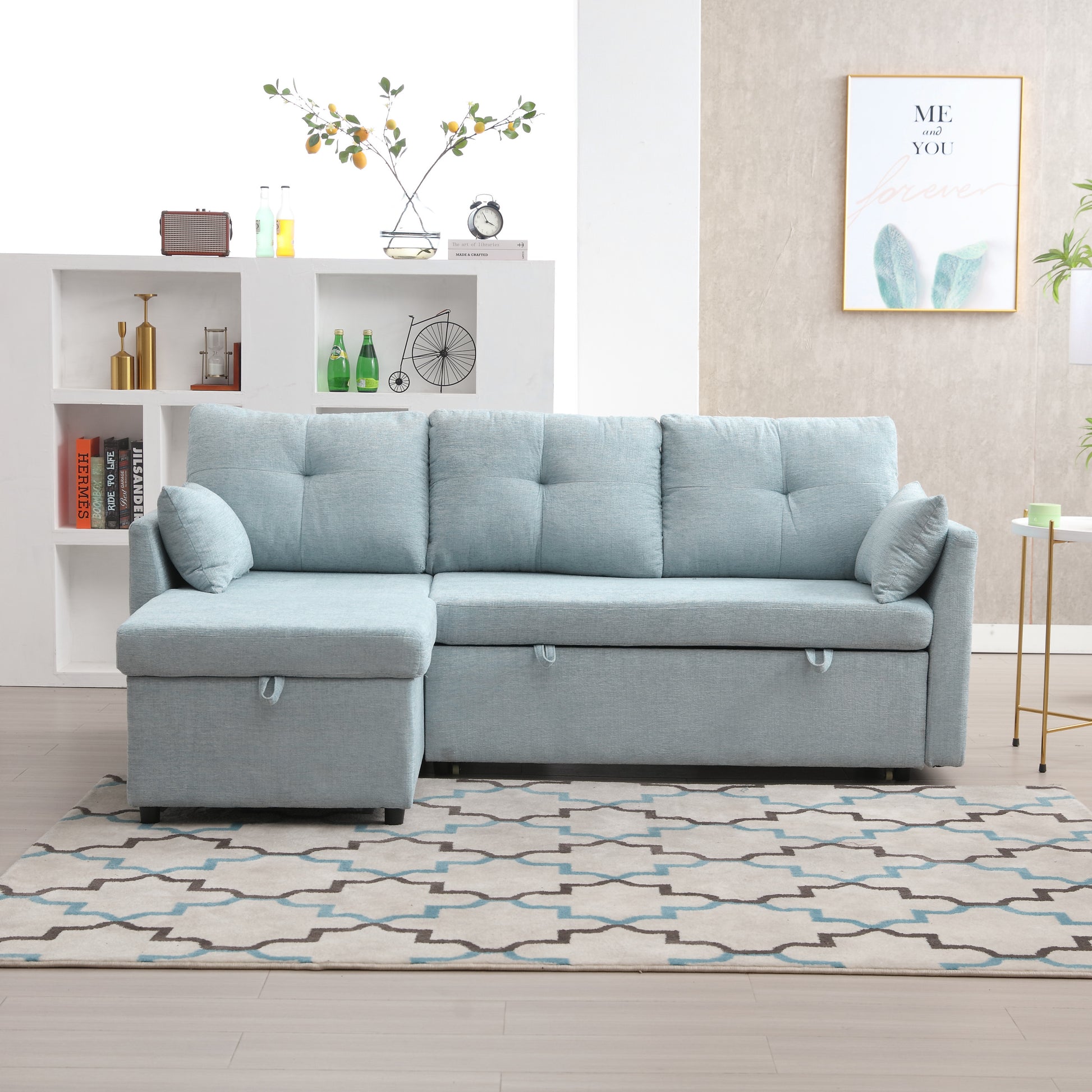 United Modular Sectional Sofa L Shaped Modular Couch With Reversible Chaise Modular Sofa Sectional Couch With Storage Seats Mint Green Chenille 3 Seat