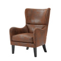 Hi Back Studded Chair,Arm Chair,Living Room, Study And Bedroom Brown Polyester