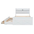 Full Size Wooden Bed With Storage Headboard With Outlets, Extendable Bed With Twin Size Trundle With Three Storage Drawers,White Expected Arrival Time:8.23 Full White Wood