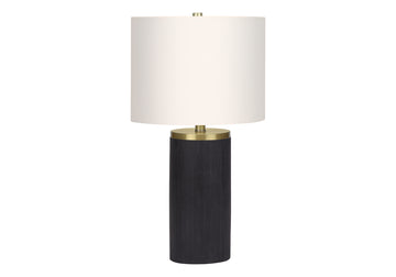 Lighting, 24"H, Table Lamp, Black Concrete, Ivory Cream Shade, Modern Black Concrete