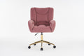 005 Velvet Fabric 360 Swivel Home Office Chair With Gold Metal Base And Universal Wheels,Pink Solid Pink Office Sponge Wipe Clean Modern Office Chairs Tufted Back Foam Swivel Velvet