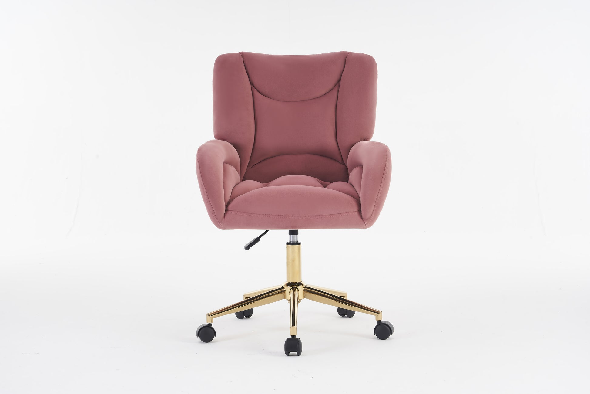 005 Velvet Fabric 360 Swivel Home Office Chair With Gold Metal Base And Universal Wheels,Pink Solid Pink Office Sponge Wipe Clean Modern Office Chairs Tufted Back Foam Swivel Velvet