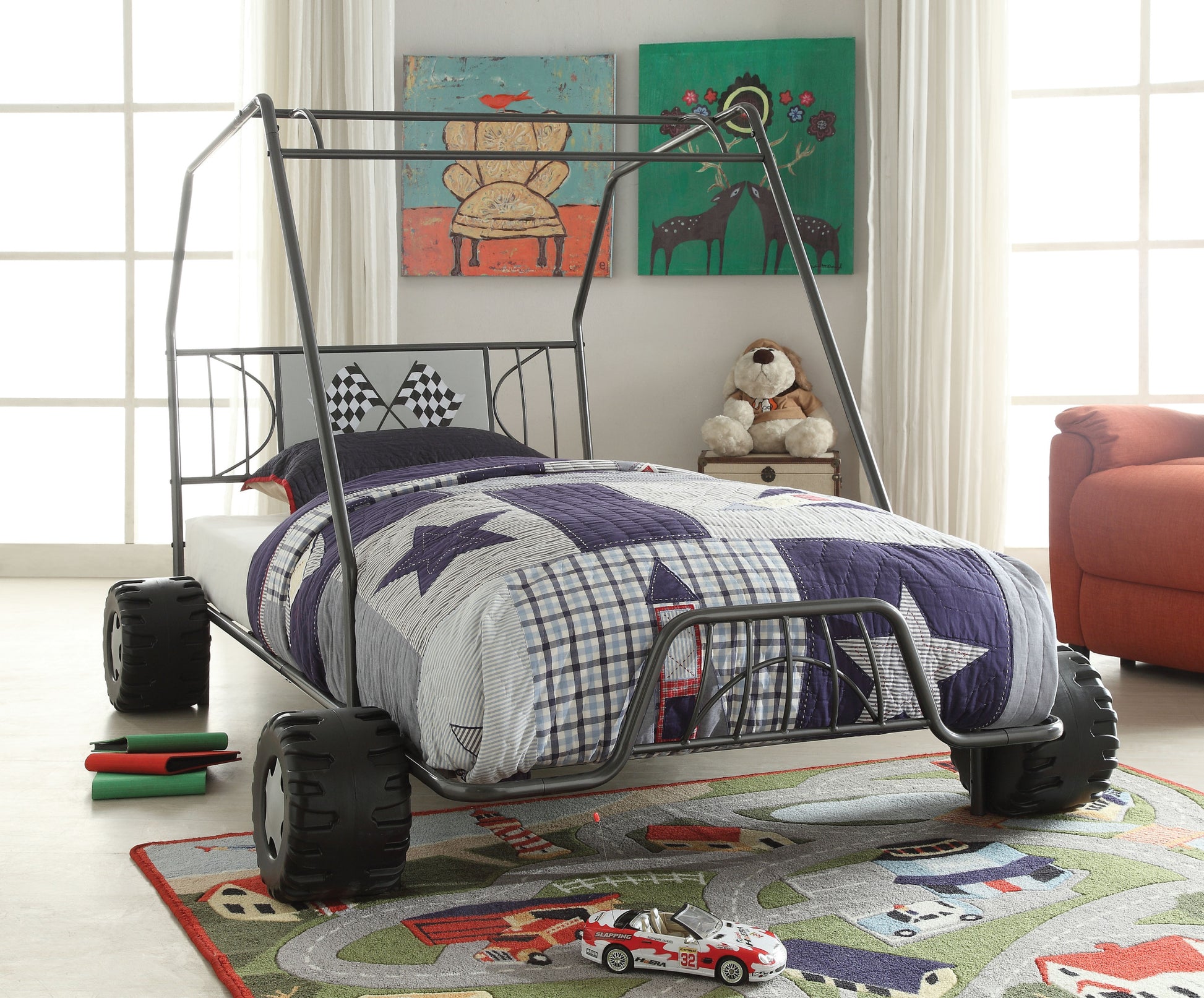 Gunmetal Twin Bed Box Spring Not Required Twin Gunmetal Metal Steel