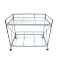 Bar Cart Silver Glass Metal