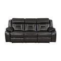 1Pc Living Room Furniture Modern Design Reclining Sofa Dark Grayfaux Leather Upholstery Contemporary Home Dark Gray,Light Gray Faux Leather Wood Primary Living Space Contemporary,Modern,Ultra Modern Pillow Top Arms Plywood,Solid Wood 3 Seat