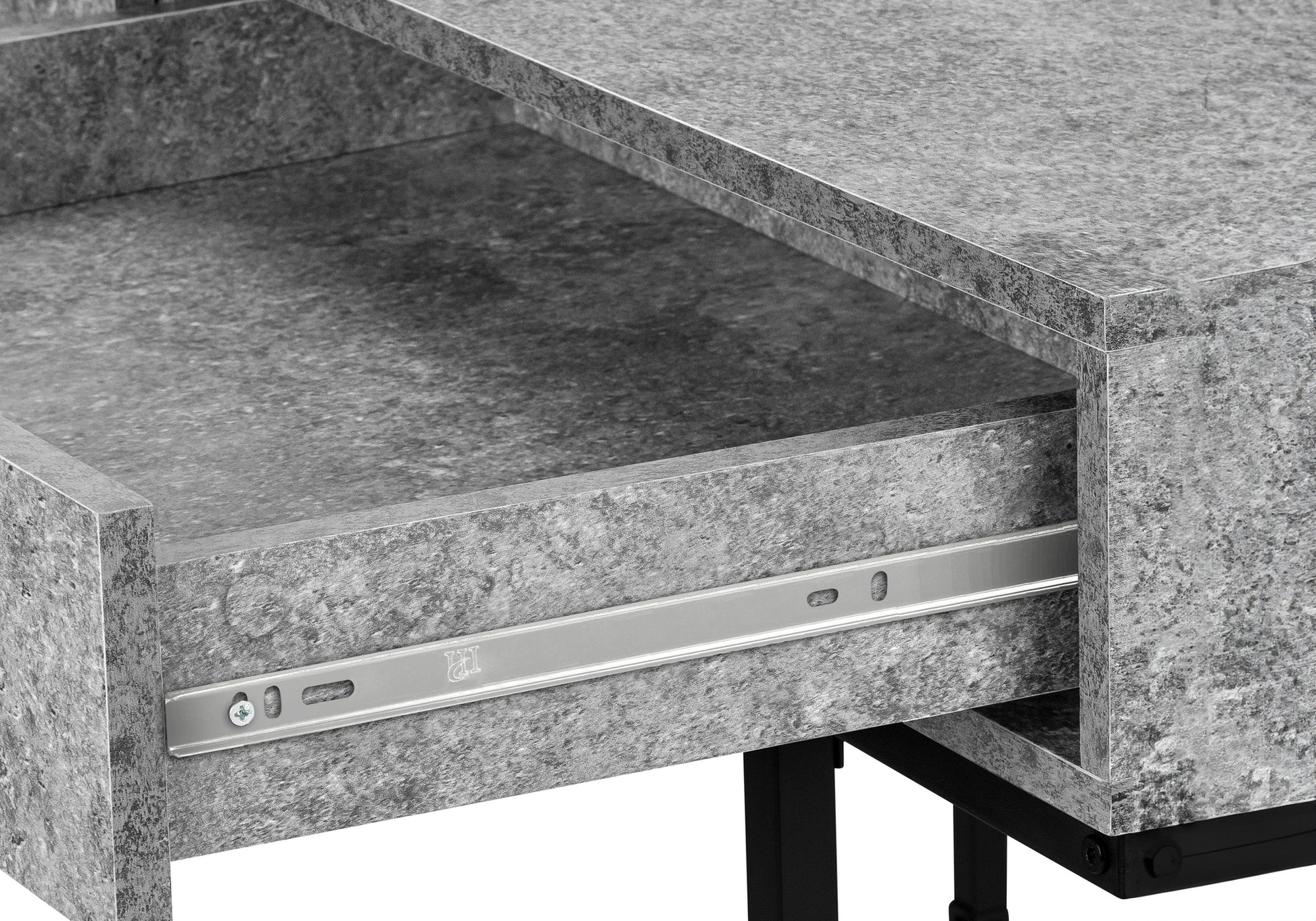 Computer Desk, Home Office, Laptop, Storage Drawers, 48"L, Work, Grey Laminate, Black Metal, Contemporary, Modern Grey Particle Board