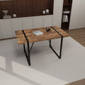 Mdf Dark Wood Dining Table And Modern Dining Chair 4 Piece Set, Medieval Wooden Kitchen Dining Table Set, Rectangular Metal Base, Dining Table And Suede Chair Brown Green Mdf