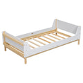 Twin Bed With Headboard, Footboard, Safeguards, Built In Bed End Book Storage Rack ,White Twin White American Design Pine