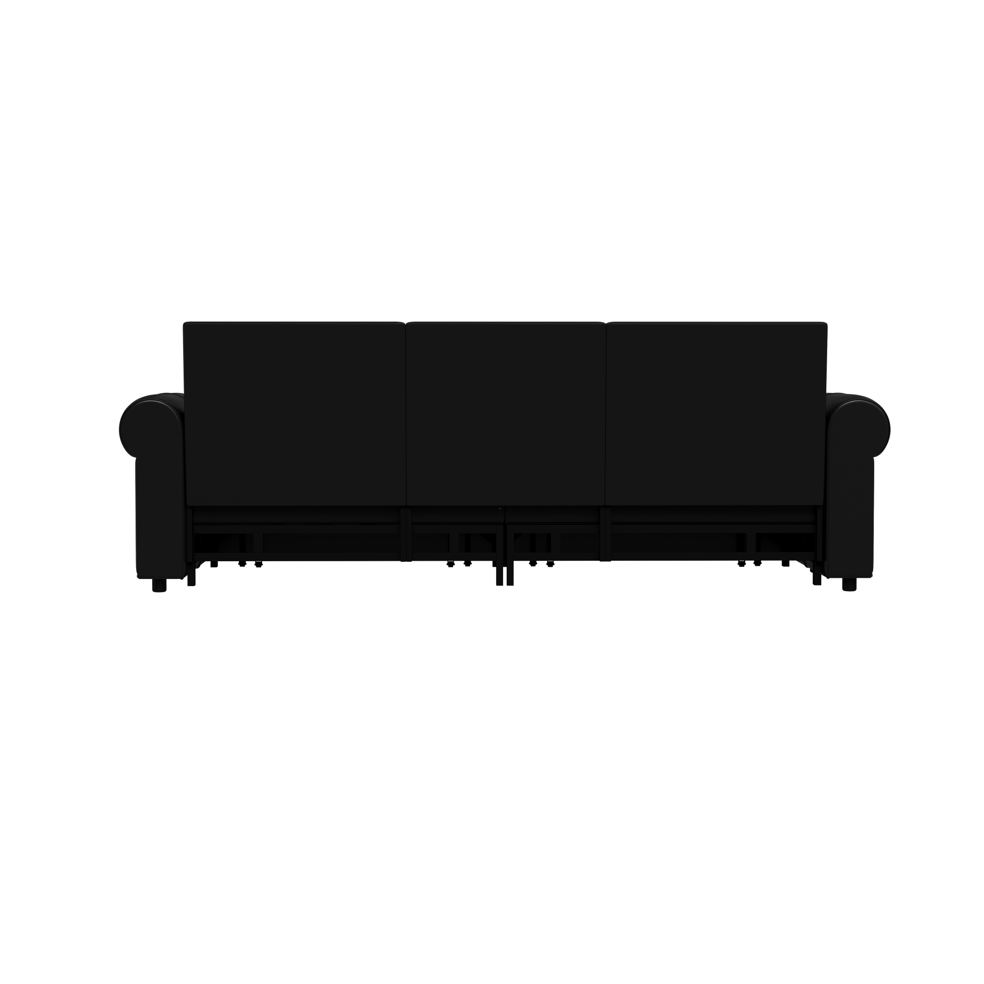 Chesterfield Sofa,93.7" King Pull Out Sofa Bed, 3 In 1 Faux Leather Convertible Sleeper Sofa With Trim & Rolled Arm,Multi Functional Sofa Bed For Living Room,Bedroom,Apartment,Office,Balck Black