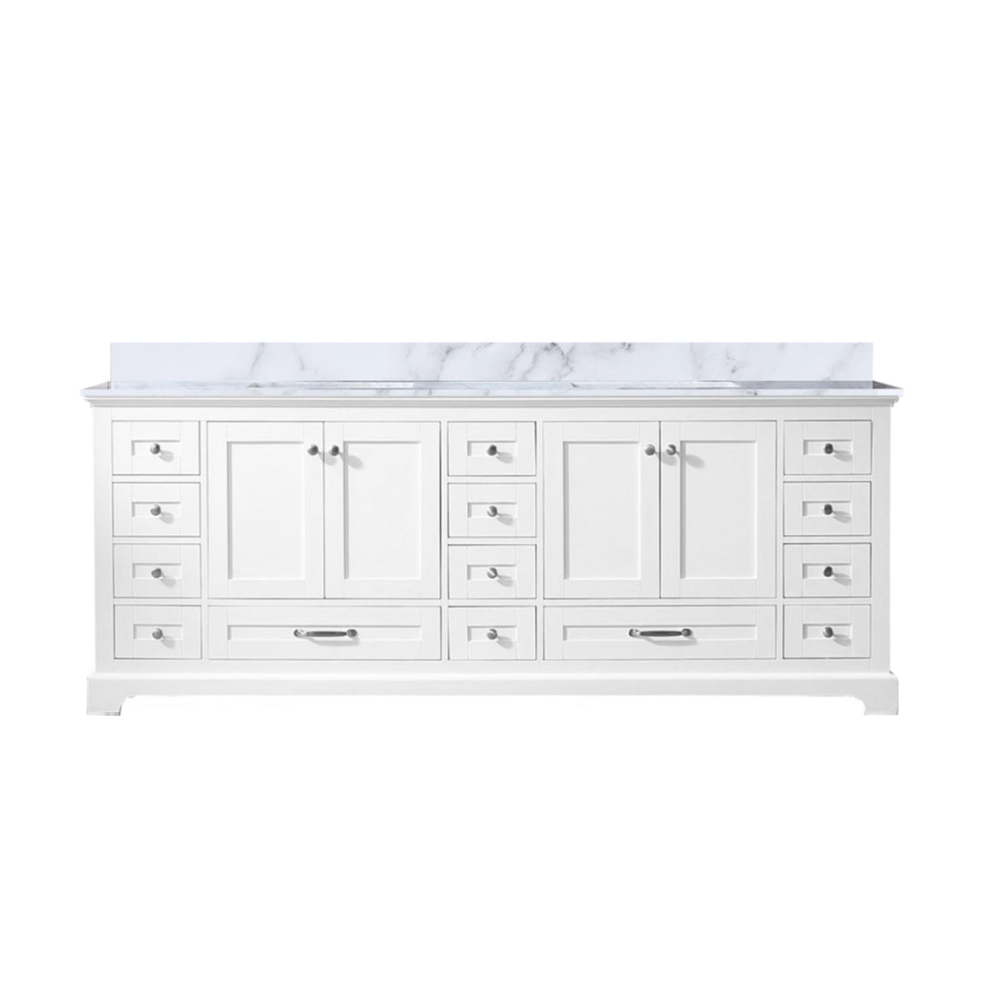 White Double Bath Vanity 84 In. W X 22 In. D, With Cultured Marble Top White Plywood Wood
