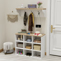 Hall Tree Shoe Bench With Storage, 4 In 1 Coat Rack Set White Bedroom Wood