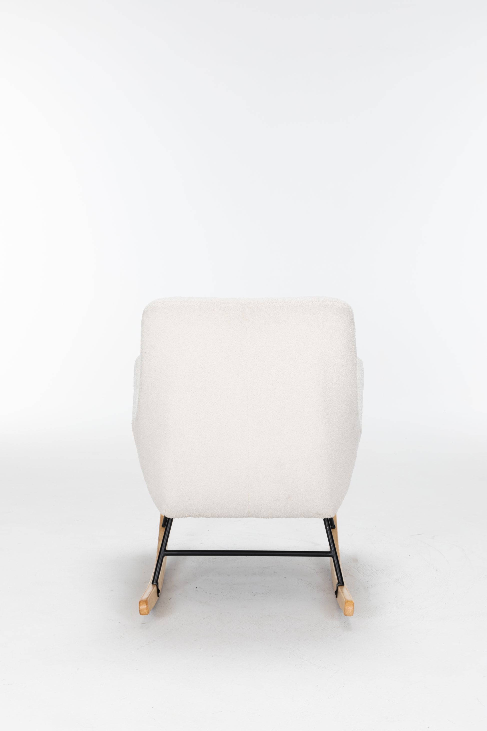Rocking Chair Nursery, Teddy Upholstered Glider Rocker With High Backrest, Reading Chair Modern Rocking Accent Chairs Glider Recliner For Living Room, Nursery, Bedroom Cream Velvet