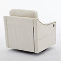 Cream White Fabric Swivel Rotating Accent Chair With Usb And Magazine Book For Living Room And Hotel Bed Room Cream White White Primary Living Space American Design,Classic,Modern Pine Foam Wood Fabric