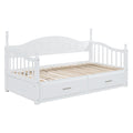 Wooden Twin Size Daybed With Twin Size Trundle, Extendable Daybed With Two Storage Drawers,White Expected Arrival Time:9.12 Twin White Wood