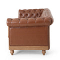 Mirod Comfy 3 Seat Sofa With Wooden Legs, Retro Style For Living Room And Study Light Brown Pu 3 Seat