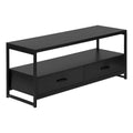 Tv Stand, 48 Inch, Console, Media Entertainment Center, Storage Drawers, Living Room, Bedroom, Black Laminate, Black Metal, Contemporary, Modern Black 80 89 Inches Particle Board