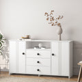 Sideboard Buffet Cabinet With Storage, Modern Kitchen Buffet Storage Cabinet With Drawer And Doors, Large Coffee Bar With Adjustable Shelves For Kitchen White Mdf