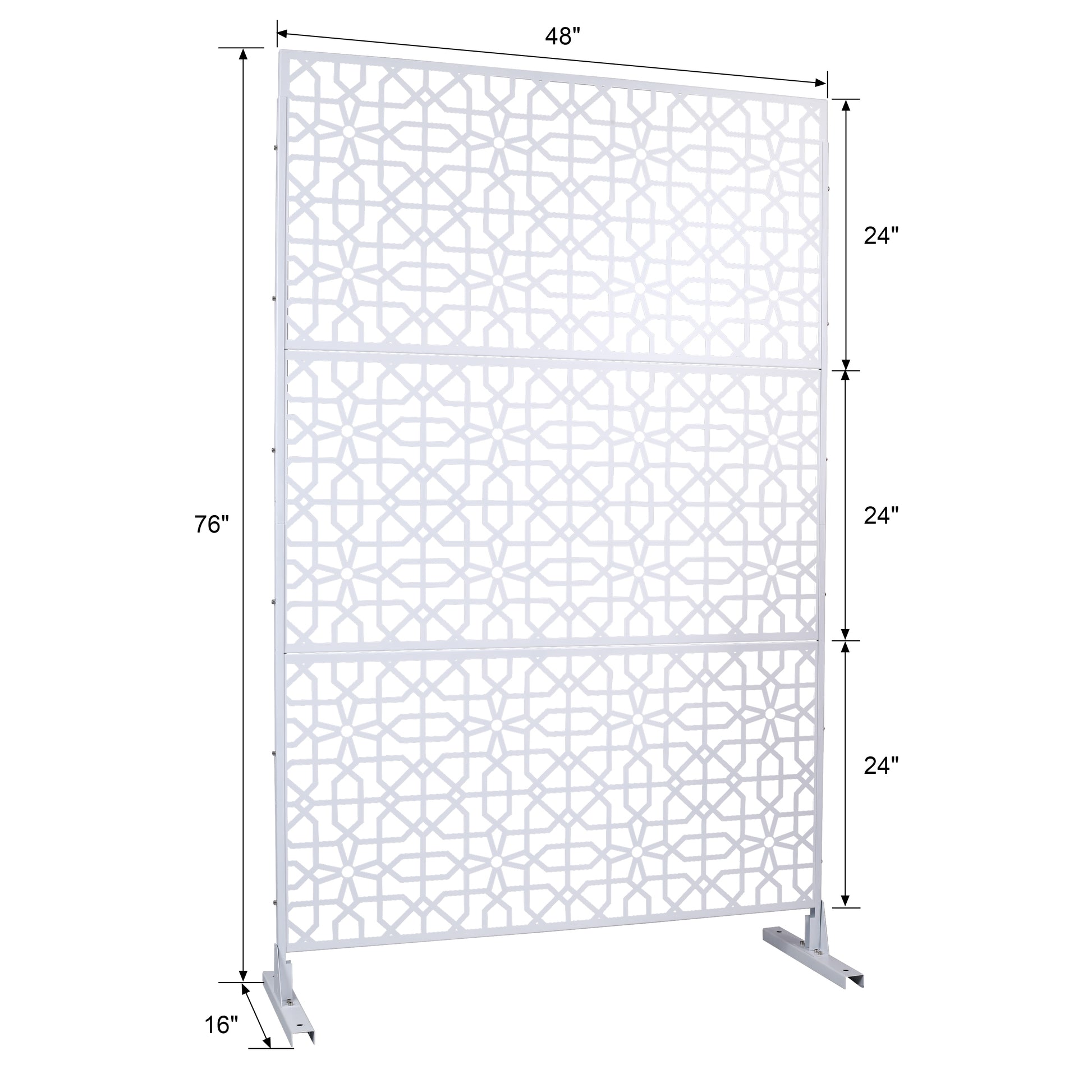 Outdoor & Indoor Privacy Screen Metal Privacy Screen 76" H 48" W, Freestanding Decorative Privacy Screen For Deck Balcony Patio, Privacy Fence Panels For Outside Lawn Garden Ps106 White White Steel