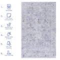 8X10 Area Rug, Washable Rug, Low Pile, Non Slip, Non Shedding, Foldable, Kid & Pet Friendly Area Rugs For Living Room, Bedroom, Kitchen, Dining Room Rug Perfect Gifts, Blue Cream, 8' X 10' Blue Cream Chenille Polyester