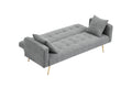 71.7 Inch Grey Teddy Fleece Sofa Bedbring Two Throw Pillows Grey Fabric 2 Seat