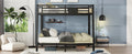 Metal Full Xl Over Queen Bunk Bed For Teens And Adults,Space Saving Noise Reduced No Box Spring Needed,Black Full Xl Black Metal