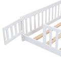 Queen Size Floor Bed With Door,Solid Wood Platform Bed Frame With Fence,Suitable For Children,Pine Wood,White Queen White Wood