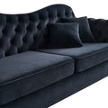 82.68'' Mid Century Modern Velvet Couch Chesterfield Sofa For Living Room,Hotel,Guest Room,Waiting Room, Black Color Black Velvet Wood Primary Living Space Medium Soft Tufted Back Modern Rolled Arms