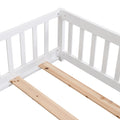 Queen Size Floor Bed With Door,Solid Wood Platform Bed Frame With Fence,Suitable For Children,Pine Wood,White Queen White Wood