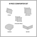 8 Piece Jacquard Comforter Set Aqua Silver King King Aqua Silver Polyester