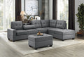 Modern Living Room 1Pc Storage Ottoman Tufted Top Dark Gray Fabric Upholstery Solid Wood Furniture Gray Microfiber Wood Primary Living Space Modern Rectangle With Storage Solid Wood