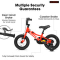 A18117 Ecarpat Kids' Bike 18 Inch Wheels, 1 Speed Boys Girls Child Bicycles For 3 5Years, With Removable Training Wheels Baby Toys, Front V Brake, Rear Holding Brake Red Polyurethane Foam Carbon Steel