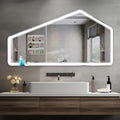 52*28 Inch Led Bathroom Vanity Mirror Wall Mounted Adjustable White Warm Natural Lights Anti Fog Touch Switch With Memory Modern Smart Large Bathroom Mirrors Silver Aluminium