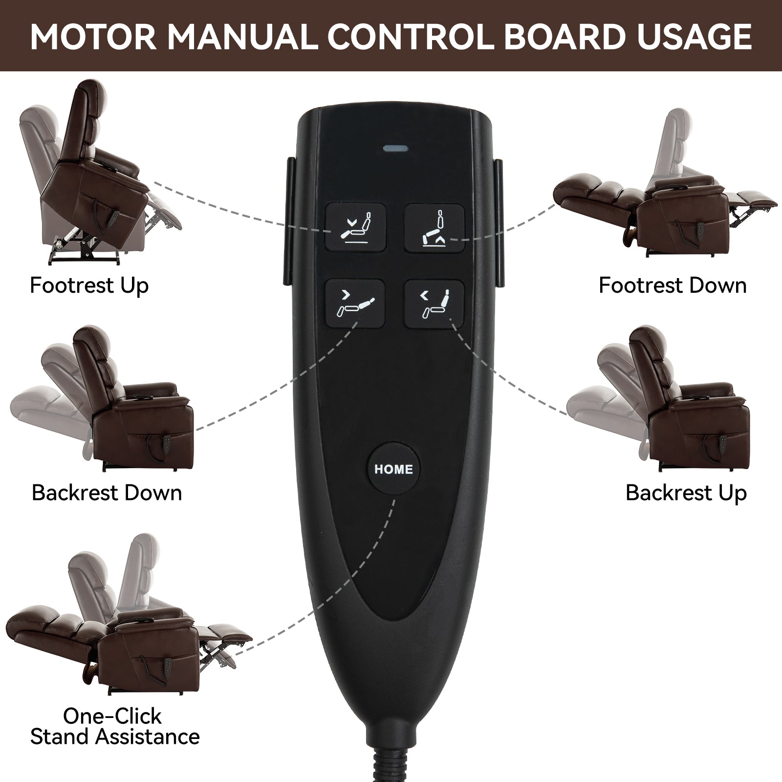 Brown Leatheraire Dual Motor Infinite Position Up To 350 Lbs Power Lift Recliner Chair With Power Remote, Heat Massage And Heavy Duty Motion Mechanism White Metal Primary Living Space Heavy Duty