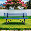 6 Ft. Outdoor Steel Bench With Backrest In Blue Blue Carbon Steel