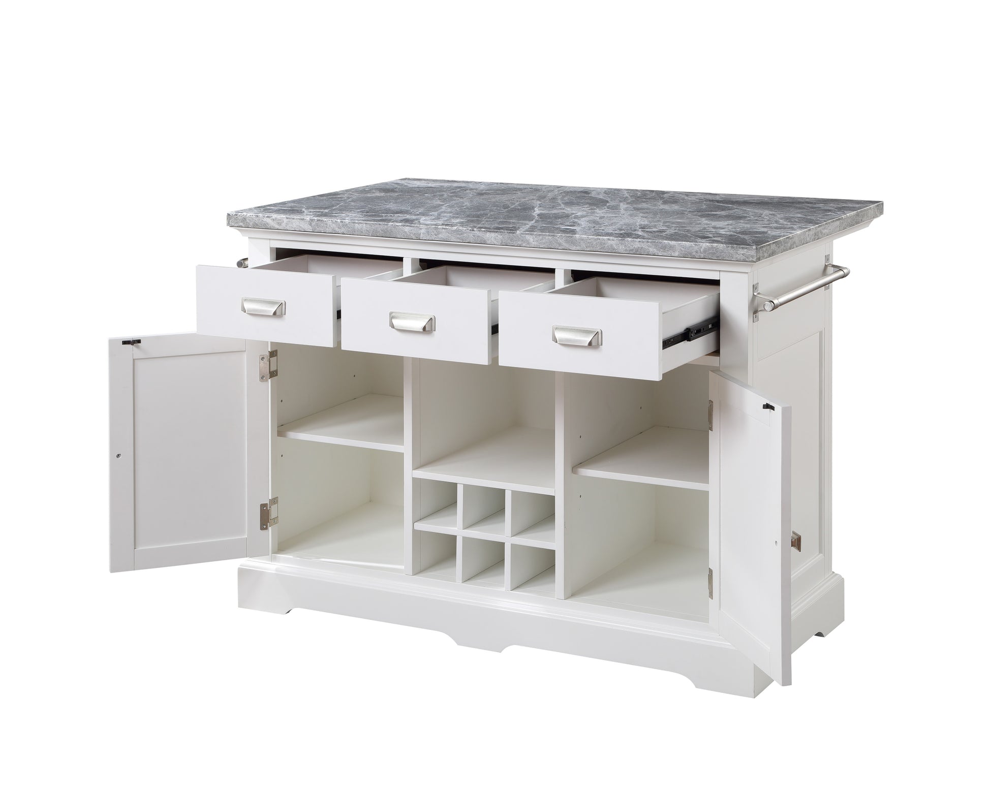 Zermatt Kitchen Island White White Wood